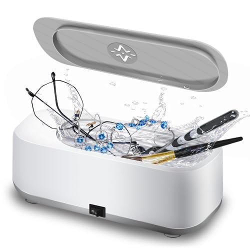 Limpiador ultrasónico de anillos de joyería, 49 KHz, 48 W, 24 onzas, pantalla digital, máquina de limpieza ultrasónica profesional, suministros de limpieza de laboratorio para joyas, gafas, relojes
