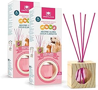 CRISTALINAS Pet Odour Eliminating Reed Diffuser, Air Freshener, 30ml / 4 Weeks, 0% Alcohol, Fluffy Towels, Pack of 2