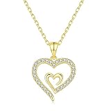 Kovtia Love Forever Heart Necklace 14K Gold Plated Heart to Heart Delicate Wedding Necklace for Wome