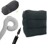 Travel Foot and Leg Rest Pillow for Airplanes,Train, Road trip, Car, Office | Inflatable Portable Cushion, Pillow and Air Beds for Kids and Adults.|Added items-Neck pillow, Eye shades and Pump