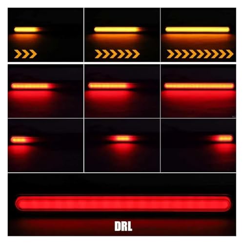 Clignotant rouge jaune lampe DRL fluide et feu stop arrière central LED 12V 24V