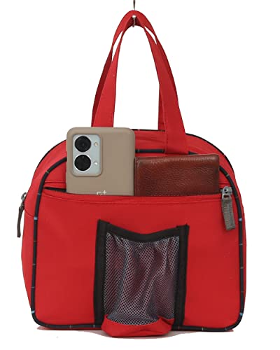 Image of STRONG LIFE Polyester Tiffin Picnic Work School Office Lunch Bag for Kids with Bottle Holder (Red)