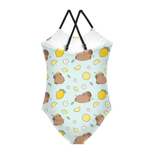 Image of Girls One Piece Swimsuits Capybara with Cute Strawberry Cute Swimwear Bathing Suits 3-10T