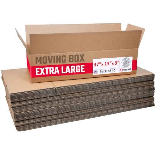 Image of Extra Large Moving Boxes 37 inchL x 13 inchW x 9 inchH (Pack of 40) - USA-Made Cardboard Packing Boxes for Moving, Shipping, or Storage - USPS, UPS, FedEx Approved - Professional Packing Supplies | USA-Made Cardboard Packing Boxes for Moving, Shipping, or Storage - USPS, UPS, FedEx Approved - Professional Packing Supplies