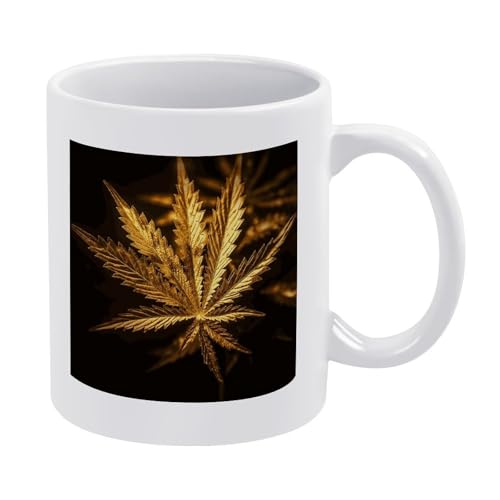 Mug Goldenes Cannabis Becher Hochwertige Kaffeebecher Klassische Tee Becher Für Tischdeko Kaffee Milch 330Ml