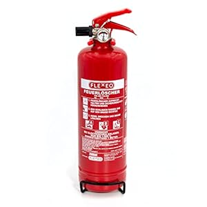 Feuerlöscher ABC Pulver 1kg – klein für Zuhause Auto Wohnwagen LKW – Pulverlöscher inkl. Halterung – Autofeuerlöscher mit Manometer – Fire Extinguisher