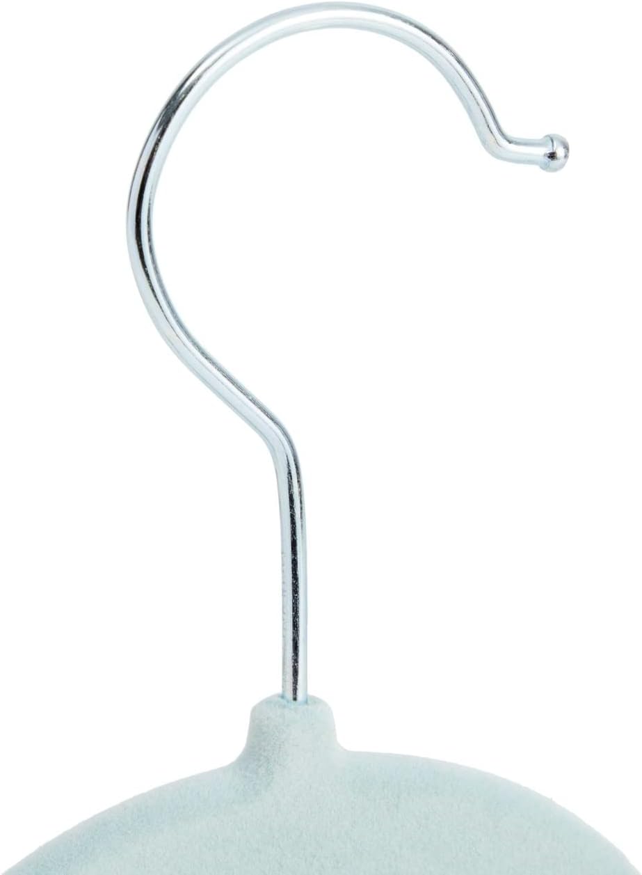 Juvale 24-Pack Light Blue Velvet Hangers - Kid Hangers with Clips - 360 Degree Swivel Hook & Space-Saving Design - 12 x 8 in, Light Blue - Image 8
