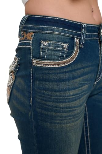 High Waisted-Rise Curvy Bootcut Jeans - Stretchy Embroidered Feather Flare Denim for Women3