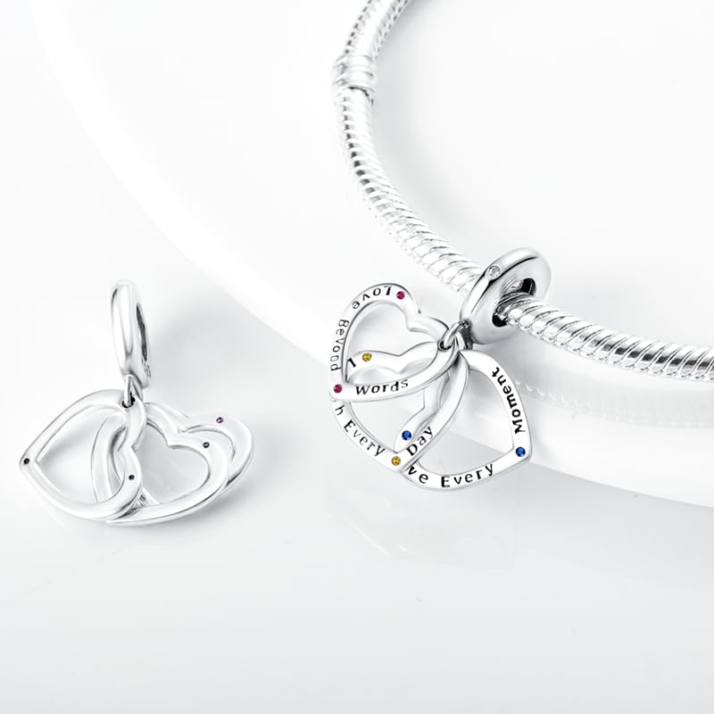 TINSLO Ciondolo Argento Sterling 925 con Cubic Zirconia Pendenti per Pandora Braccialetti, Compatibile con Braccialetti e Collane europei, perfetto Regali per Moglie e Ragazze B3