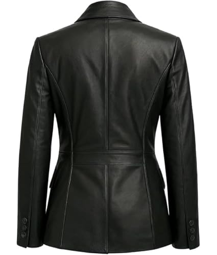 Lambskin Leather Blazer for Women Black Leather Blazer Jacket4