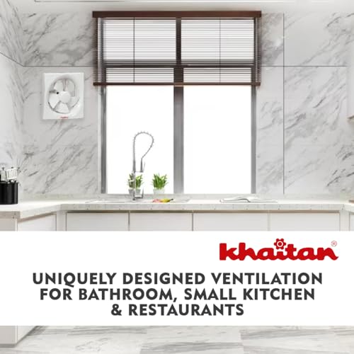 Image of Khaitan Vento Exhaust Fan For Kitchen, Bathroom with Strong Air Suction, Rust Proof Body and Dust Protection Shutters (White) (200 MM)