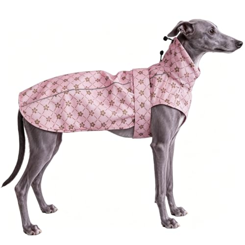 Adjustable Waterproof Dog Raincoat for Dogs,Lightweight Pet Rain Jacket Puppy Clothes with Reflective Strip for Small Medium Large Dogs(3X-Large,Gold Cheery Blossoms Pink)