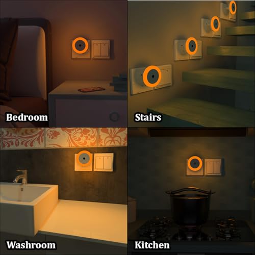Image of fizzytech Motion Sensor LED Light Bulb 7W - Automatic On /Off, Energy-Saving Dimmable Yellow for Bathroom, Kitchen, Stairs & Wardrobe((Round Yellow Pack-2)