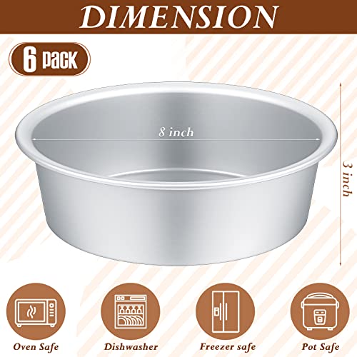 Mumufy 6 Pieces 8 Inch Round Cake Pan Nonstick Baking Cake Pans Aluminum Cake Pan Cheese Cake, Pizza, Quiche, Home Party Baking Supplies #TOP1