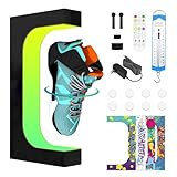 Levitating Sneaker Display, Magnetic Floating Shoe Display Stand with 360° Auto Rotation & LED Light, Levitation Sneaker Holder Rack for Shoes Collector/Advertising Exhibition/Home Decoration, Black