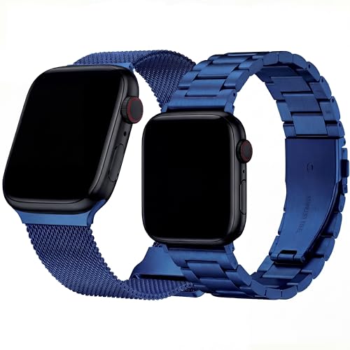 Bracelet montre métal pour Apple Watch : lot de 2 anti-usure pour remplacer le silicone