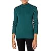 Amazon-Essentials-Womens-Classic-fit-Lightweight-Cable-Long-sleeve-Mockneck-Sweater Amazon Essentials Women's Classic-Fit Lightweight Cable Long-Sleeve Mock Neck Sweater, Forest Green, Medium