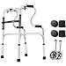 SEVEEZ Walking Frame with 2 Fixed Wheels, Lightweight Folding Mobility Frame Walker Height Adjustable Aluminium Elderly Walking Aid