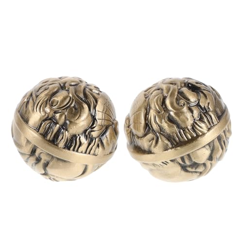 IMIKEYA Palloni da massaggio in ottone massiccio 38 mm per esercizi a mano Palloni cinesi Baoding per fisioterapia e rafforzamento della presa coppia di palle fitness antistress per