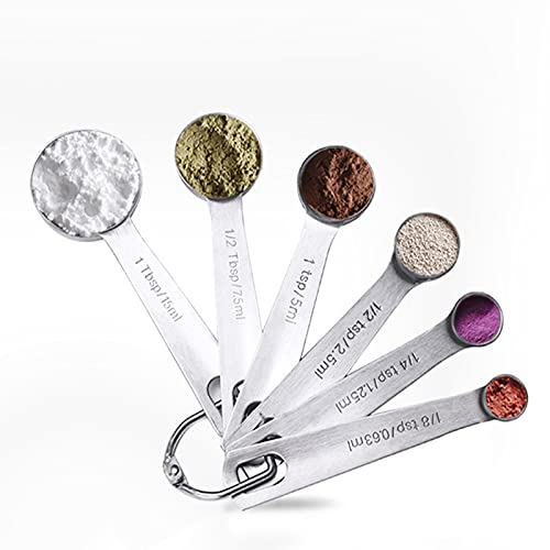ZEACCT 6 Stuks roestvrijstalen maatlepels Set, Maatlepelset measuring cups RVS Maatlepels Stapelbare Theelepels En Eetlepels Voor Droge Vloeistof Maatlepelset Meten Lepel - Image 3