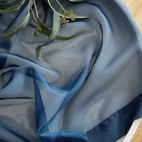 image for HLC.ME Navy Blue Sheer Voile Window Treatment Rod Pocket Curtain Panel