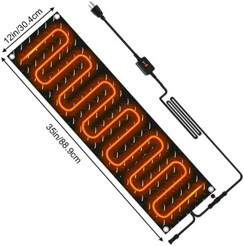 Heated Snow Melting Walkway Mat, Non Slip Rubber Heated Mat with Power Cord, 2 in/h Speed Snow and Ice Heated Pad for Winter Outdoor Stair Step Doorway Walkway Driveway,5 pcs,12''Γ35''
