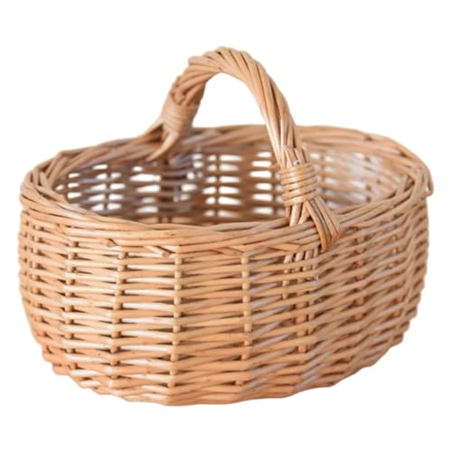 Liummrcy Cesta de Mimbre pequeño, Cesta rústica Tejida con Mango para Bodas, jardín, Granja, decoración del hogar
