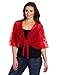 Star Vixen womens Plus-size 3/4 Sleeve Tiefront shrug sweaters, Red, 1X US