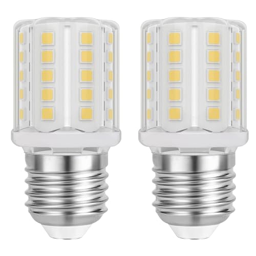 Lacnooe LED Refrigerator Light Bulb 40W Equivalent A15 Fridge Waterproof Bulbs E26 Base Energy Saving Appliance Freezer Light Bulb 120V Warm White 3000K 5W 600Lm T10 Tubular Corn Bulb (2 Pack)