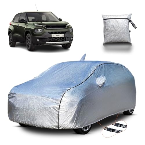 Image of Continental [SilverGuard] Dual Belts Extra Protection Tata Punch Body Cover (2023-2025) Build with Triple Stitched, Waterproof & Dustproof Car Cover for Punch (Metallic Silver).