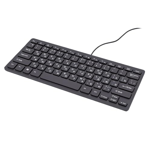 Lazmin112 Teclado Ruso, Teclado Compacto con Cable USB De 78 Teclas con Teclas Resistentes Al Desgaste, Diseño Resistente A Salpicaduras, Ergonómico Y Ultrafino para Ordenador PC