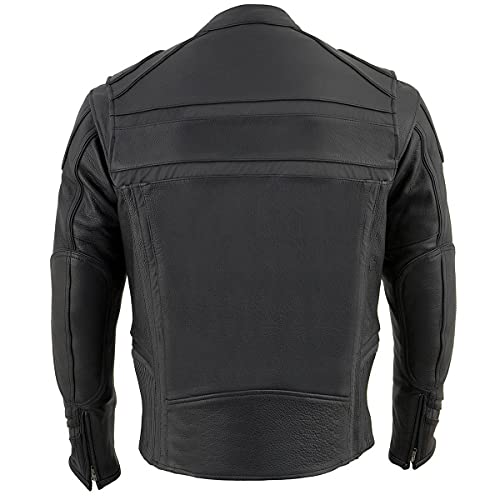Milwaukee Leather ML2083 Men's Black Premium Leather Vented Motorcycle Rider Jacket w/Reflective Piping2