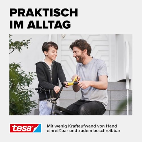 tesa extra Power Perfect Gewebeband - Gewebeverstärktes Ductape zum Basteln, Reparieren, Befestigen, Verstärken und Beschriften - Gelb - 2,75 m x 38 mm