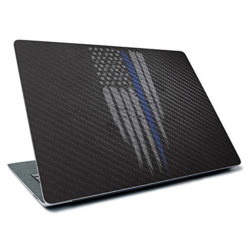 Image of MightySkins Carbon Fiber Skin for Microsoft Surface Laptop 3 13.5 inch (2019) - Thin Blue Line,Textured Carbon Fiber Finish,Easy to Apply, Remove, and Change Styles,