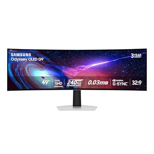 Samsung 49″ Odyssey OLED (G93SC) Series Curved Gaming Monitor w QD-OLED, 240Hz, 0.03ms, Dual QHD,DisplayHDR True Black 400,AMD FreeSync Premium Pro,Height Adjustable Stand,3 Yr Warranty,LS49CG932SNXZA