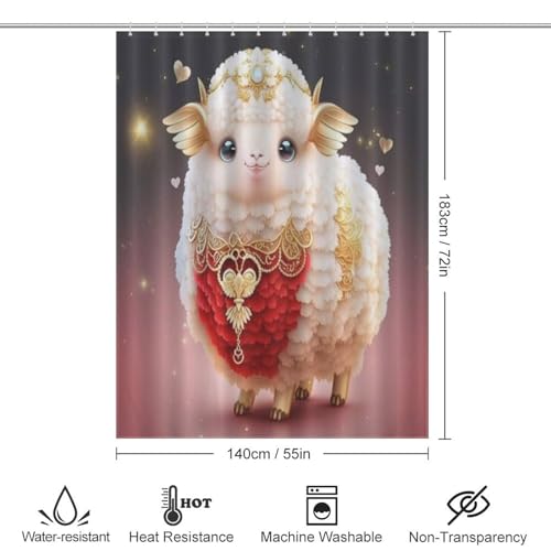 Rideau de douche mouton en polyester lavable 140x183 cm