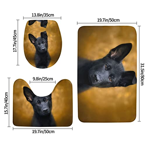 Schwarz Deutscher Hund Druck Teppich Matten Pads Badematte Badezimmer Teppich Set 3 Stück + Kontur Teppich + Toilettendeckelbezug – Bild 3