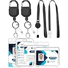 Multiwins 12 Packs, Retractable Badge Holder - Heavy Duty Carabiner Badge Reel Keychain - Card Holders- Retractable Lanyard - Retractable 33" Upgraded Fiber Pull Cords for Easy Access
