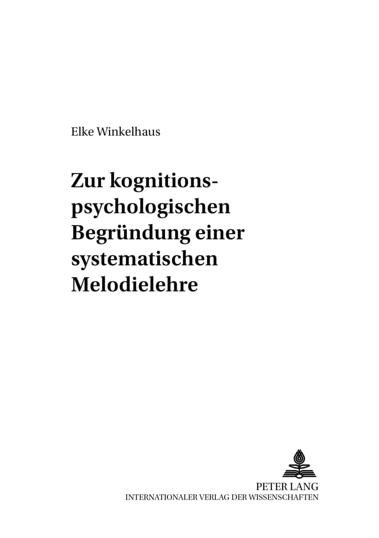 Livre Zur Kognitionspsychologischen Begruendung : Théorie de la Mélodie