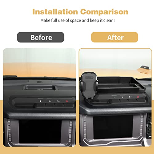 CheroCar Dash Mount Phone Holder Storage Tray Phone Mount System Kit Compatible with 2021 2022 Ford Bronco