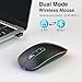 cimetech Bluetooth Maus kabellos (Bluetooth 5.1 + USB 2,4 GHz) LED Dual Mode- Wiederaufladbare Optische Office Funkmaus für Laptop MacBook Air Pro,iPad,Computer,Desktop, Mouse mit USB C Adapter