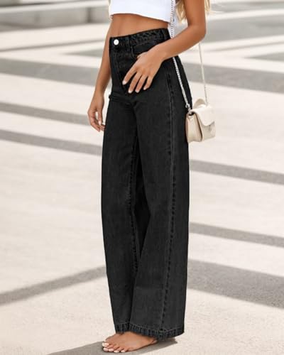 Women's Boyfriend Jeans Mid Waisted Straight Leg Loose Lightweight Jeans Stretchy Casual Denim Pants3