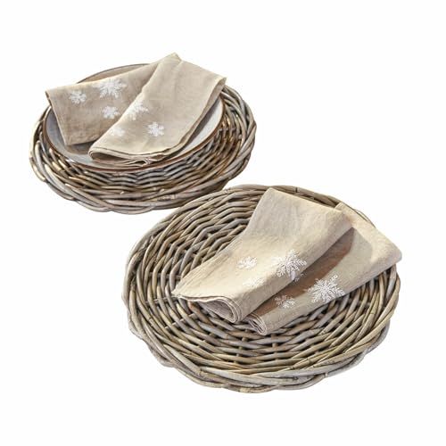 LOBERON Platzteller 2er Set Bland, handgeflochten, zeitloses Design,...