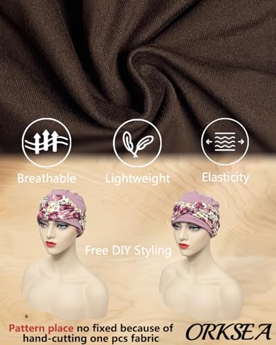 Image of Chemo Headwear for Women Knot Beanies with Stretch Elastic Turbans Soft Cancer Hats Head Coverings Scarf Headwraps