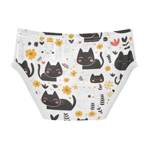 KLL Black Cat White Cute Cartoon Toddler Boys' Pure Cotton Briefs Cute Children Undies2