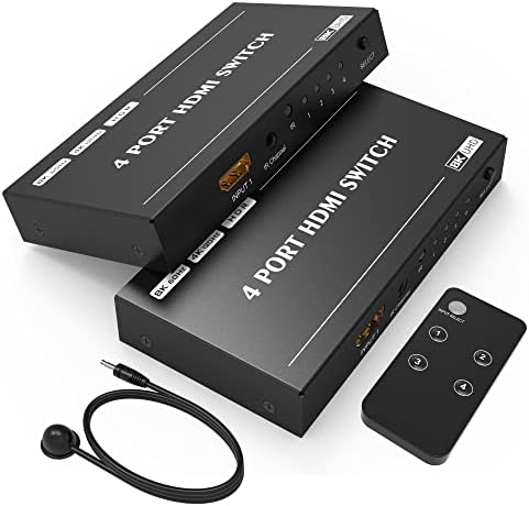 YIWENTEC HDMI 2.1 Ultra HD 8K High Speed 48Gbps HDR10 3D Directional Switch Only 4in 1out 8K@60Hz 4K@120Hz HDCP2.3 Converter with IR Remote Switch Compatible with Xbox x PS5