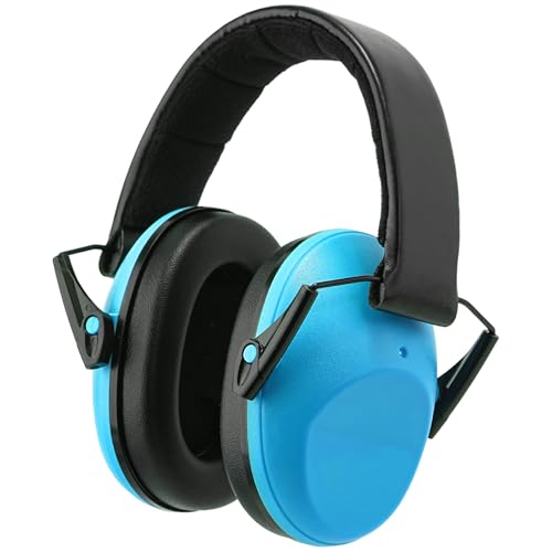 CUXFLS Kids Noise Cancelling Earmuffs, 25-30dB Noise Reduction Hearing Protection for Children, Adjustable Headband for Autism Sensory Needs, for Concerts Fireworks Travel Study(Blue)