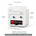 AMIR Analog Silent Non Ticking Small Clock, Travel with Snooze & Light, Ascending Beep Sounds, Battery Operated Loud Alarm Clock for Bedroom (White) - Image 4