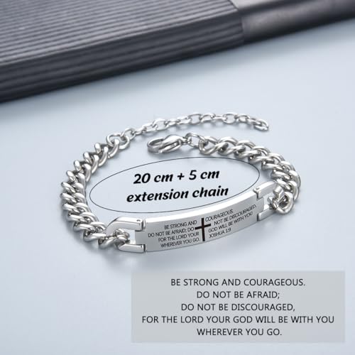Pulsera de cruz de plata para bautizo y confirmación de niños y adolescentes con versículo 3