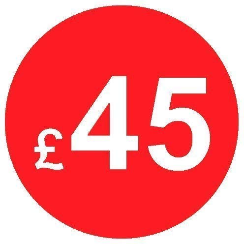 Pack of 500-20mm Price Stickers - Choose from 10p to £15 - Bright Red - Many Prices to Choose from (£45 - Red) — image 1